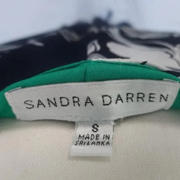 Sandra Darren Women's Navy and White Flower Dress with Tie Belt Size Small - Picture 7 of 11